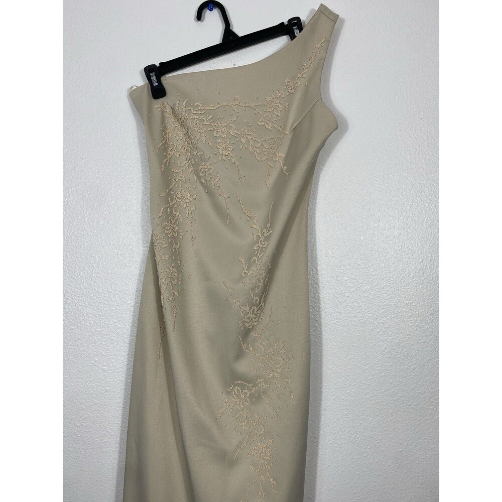 Eureka One Shoulder Beige Embroidered Gown Medium Size M - Picture 4 of 16
